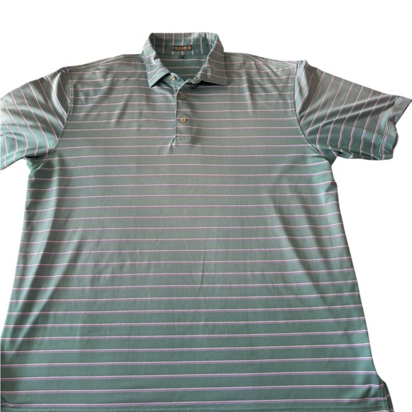 Peter Millar Summer Comfort Polo Shirt Men’s XXL Green Stripe Performance Golf - Picture 3 of 10